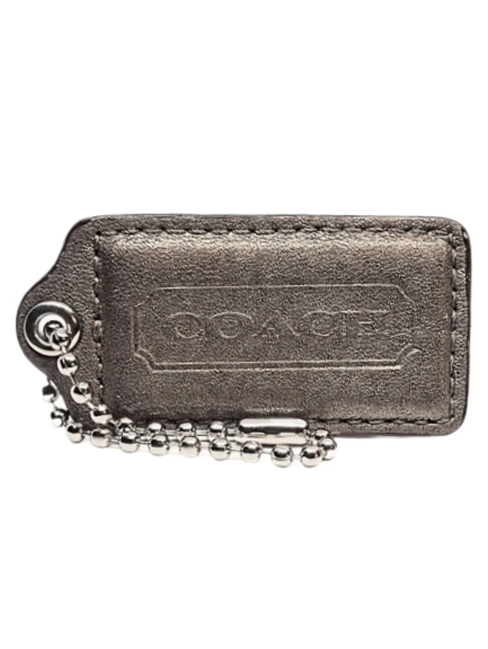 🤎 2.5" Y2K Coach Metallic Bronze Leather Hang Tag Bag Fob Charm Keychain Rare - Picture 2 of 5